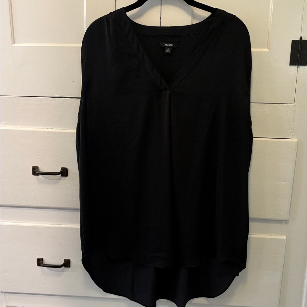 Alfani Black V-Neck Blouse